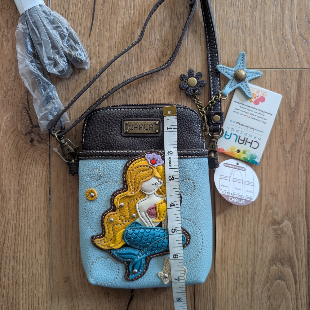Chala Mermaid Crossbody Bag - Blue and Brown - Picture 2 of 8
